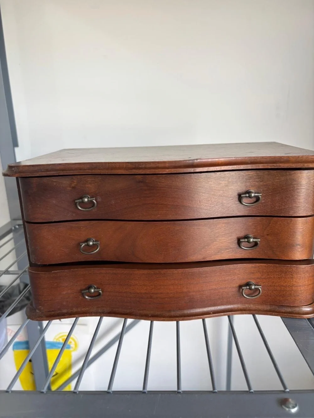 Vintage Wood  Flip Top Jewelry Box w/ 3 Drawers - Hiding Spot For money